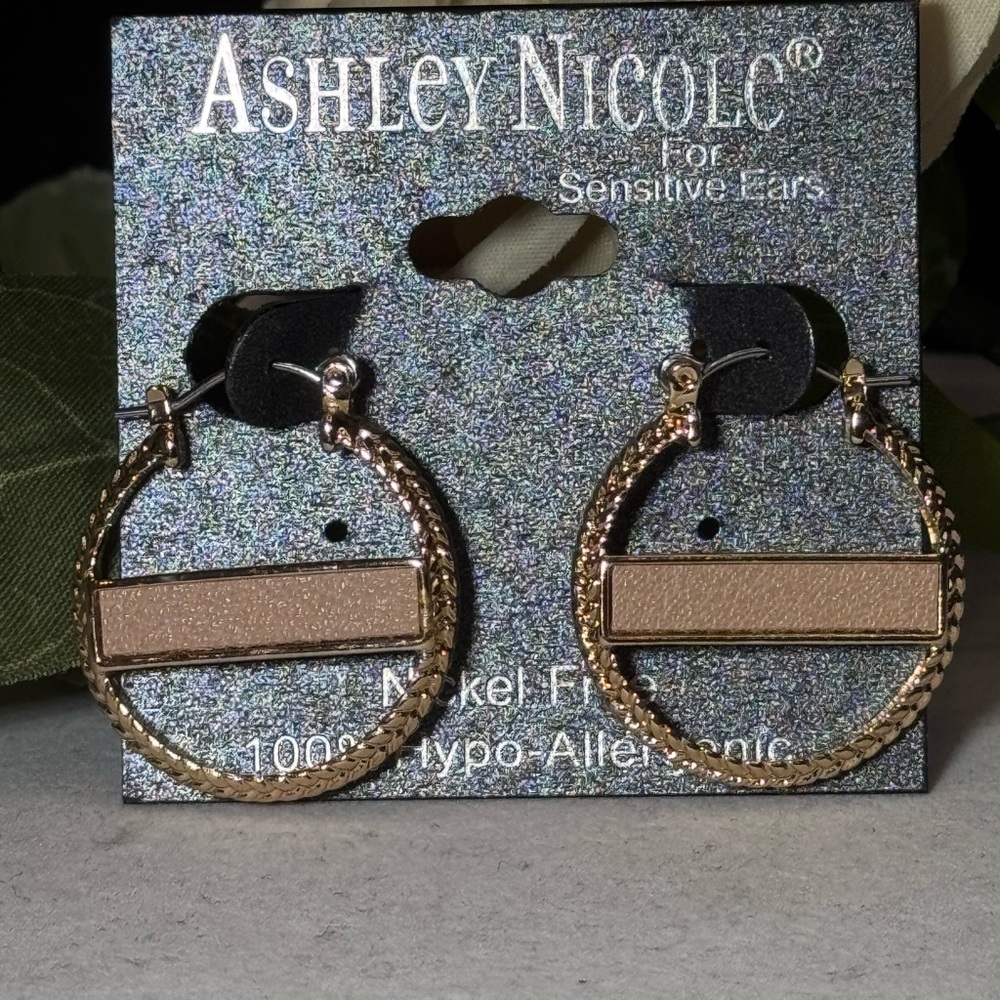 Ashley Nicole Gold Tone Hoop Earrings 1 inch